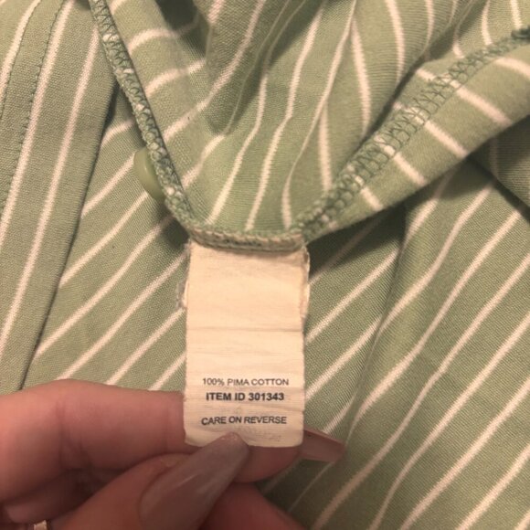 LL Bean Polo Shirt - Men's XL-REG Short Sleeve Sage Green & White Stripe - Picture 4 of 5